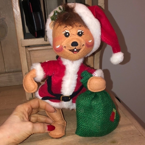 AnnaLee Santa Mouse with Toy Sack Vintage Christmas 1992 Doll 11” - Picture 1 of 9